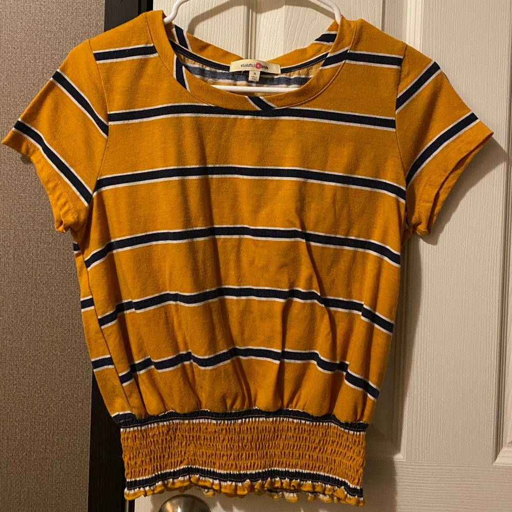 Mustard and Navy Striped Tee